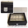 Watch Box Men - 10 Slot Luxury Pu Leather Design Display Case, Large Holder, Metal Buckle -Black