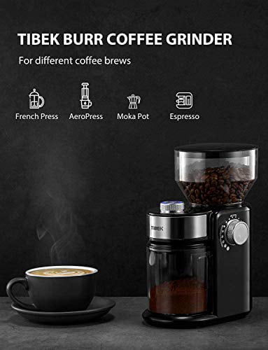 Black Electric Burr Coffee Grinder Expert Burr Grinder Update New Adjustable with 18 Precise Grind Settings for 2-14 Cup American and Turkish Coffee Makers 
