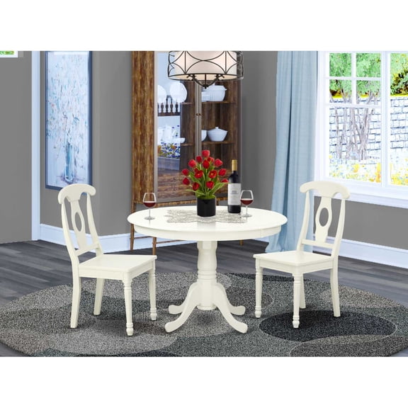 East West Furniture Dining Room Set Linen White, HLKE3-LWH-W