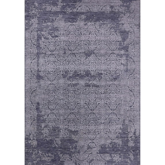 Ahgly Company Machine Washable Indoor Rectangle Industrial Modern Purple Navy Blue Area Rugs, 2' x 5'