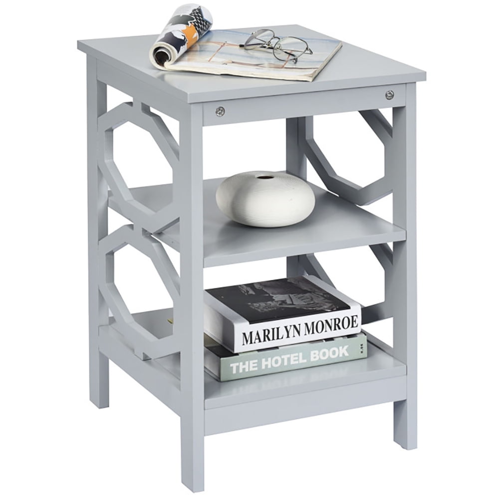 Finihen Side End Table, 3 Tiers Nightstand Sofa Side End Accent Table, Bed Side Tables, for Living Room, Bedroom, Gray Finihen Side End Table, 3 Tiers Nightstand Sofa Side End Accent Table, Bed Side Tables, for Living Room, Bedroom, Gray