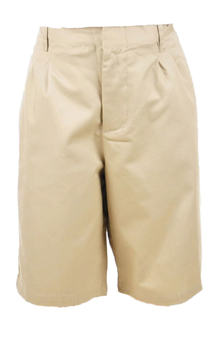 French Toast Unisex Flat Front Twill Shorts with Adjustable Waist 14 Khaki 
