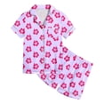 thumbnail image 4 of Pyjamas en Satin pour Garçons Imprimé Manches Courtes Boutonné Ensemble T-Shirt Classique Pyjamas en Soie Garçons Filles Mode, 4 of 5