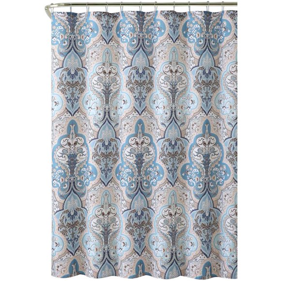 Serafina Home Hotel Quality Fabric Bathroom Shower Curtain: Bohemian - Blue and Brown (72 x 70 inches)
