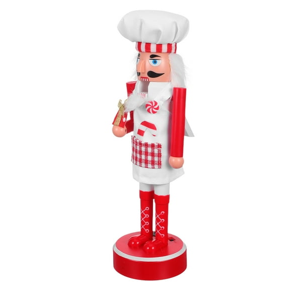 ETHZZLE Lighted Nutcracker Chef Puppet Holiday Centerpiece Decoration Red PVC 1 Set Festive Christmas Home Decor