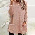 thumbnail image 2 of ATOYSOY Women's Loose Fleece Tops Pockets Fashion Crew Neck Sweatshirts Outwear Long Sleeve Thicken Tees Fall Winter Casual Fuzzy Shirts Pullover Workout Pink L, 2 of 4