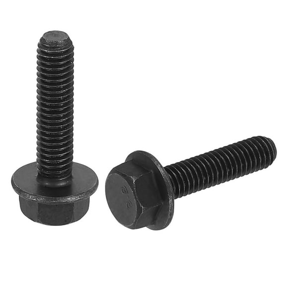 Uxcell 30pcs M6-1.0 x 25mm Flange Hex Head Bolt Fully Thread Metric DIN 6921 Carbon Steel Black Oxide Plated Flanged Hexagon Screws, Black