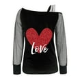 thumbnail image 7 of Baqcunre Valentine'S Day Shirts For Women Love Women's Love Printed Mesh Long Sleeved Patchwork Top(Black S-XXL),Long Sleeve Shirts For Women Graphic Tees Holiday Tops For Women 2023 Womens Tops, 7 of 7