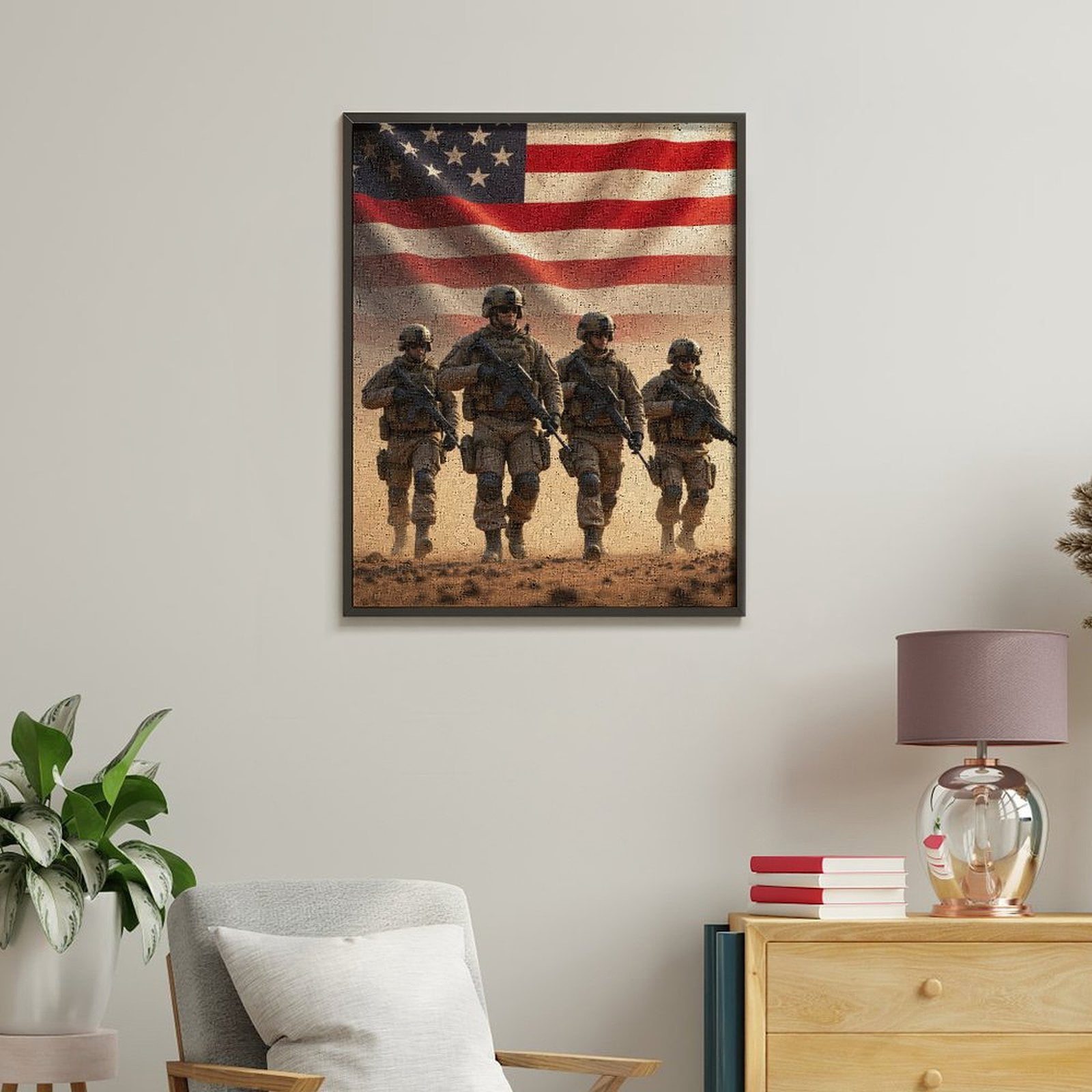 Paint by Numbers Kit for Adults, American Soldiers Marching Determined Paint by Numbers, Easy Paint by Numbers Kit for Adults Beginner, DIY Adult Paint by Number Kits on Canvas, Home Decor