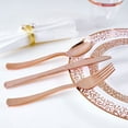thumbnail image 4 of 150 Count Rose Gold Dinnerware Set, Elegant Plastic Plates Include: 25 Gold Lace Plastic Plates, 25 Dessert Plates, 25 Forks, 25 Knives, 25 Spoons, 25 Cups For Party, Thanksgiving, 4 of 5