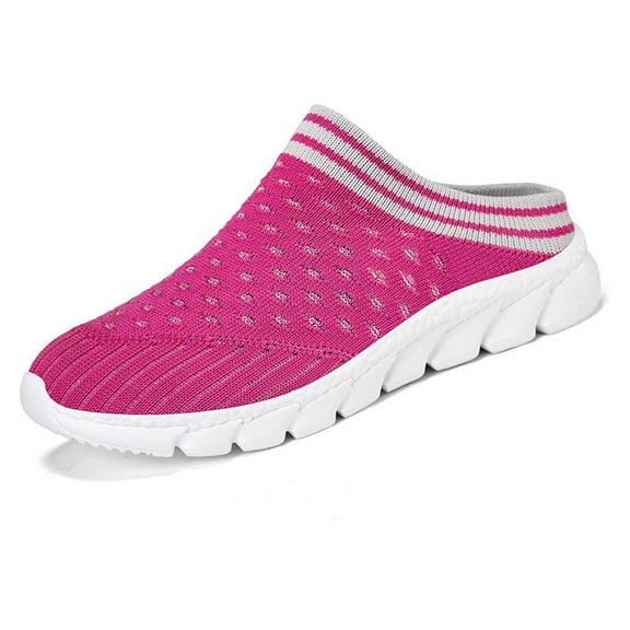 Casual Mules for Women Backless Design Easy Slip On Comfort Breathable Mesh Knit On Casual Shoes For Women Lightweight Comfortable Flat Loafers For Daily Wear Spring Summer Fall