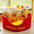 thumbnail image 4 of French Fries/Hamburger Shaped Cat Bed Basket Cozy Kitten Lounger Cushion Soft Small Dog Mat Cats Cave Beds - French Fries, 4 of 9