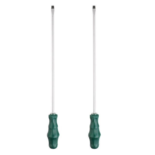 Uxcell 2 piezas destornillador plano SL6 de 15.7" con imán, destornillador ranurado CR-V con mango ergonómico para reparaciones, verde