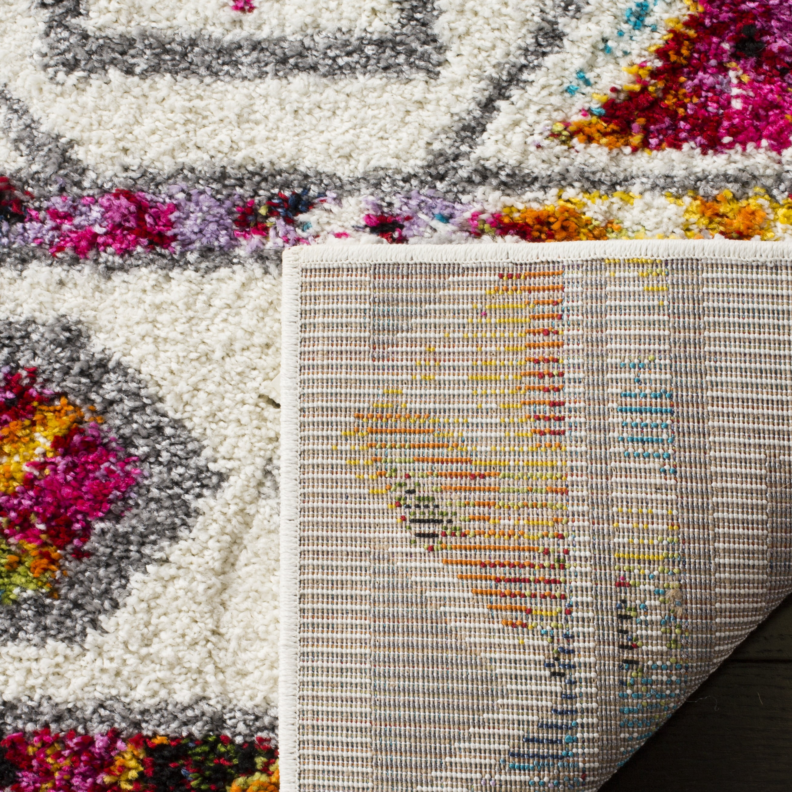 Safavieh Fiesta Shag Geometric Shag Area Rug, Cream/Multi, 9' x 12'