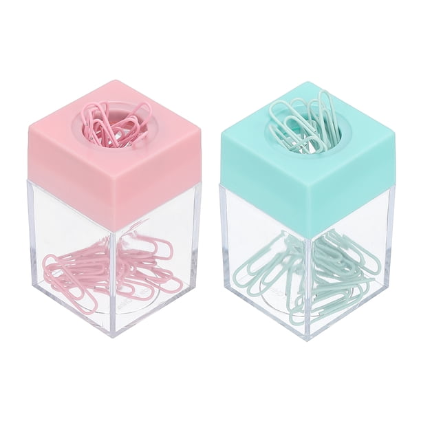 Soporte Magnético para Clips de Papel Uxcell, 2 Pcs Organizador de Clips de Papel de Gran Capacidad para Escritorio, Rosa, Verde