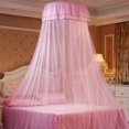 thumbnail image 1 of Workhe Rideau Rond Double en Dentelle Dôme Lit Baldaquin Princesse Moustiquaire avec Lumineux Butterfly, 1 of 1