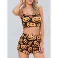thumbnail image 3 of JYYYBF Women's Halloween Pajamas Set Pumpkin Print Cami Tops with Elastic Waist Shorts Loungewear, 3 of 9