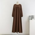 thumbnail image 2 of IROINNID Maxi Dress for Women Plus Size Dress Solid Color Long Sleeve Winter Fall Basic Maxi Long Dress Daily Vacation Dress ,Coffee, 2 of 6