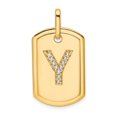 thumbnail image 1 of Diamond2Deal 14K Or Jaune Diamant Initiale Y Dog Tag Charme pour Femmes (W - 0.7 Pouce), 1 of 3