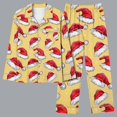 thumbnail image 2 of Lorytime Christmas Pajamas Sets for Women Santa Hat Long Sleeved Collared Tops Elastic Waist Pants Holiday Sleepwear, 2 of 5