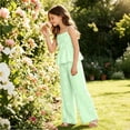 thumbnail image 5 of Pandaie Tween Girls Clothes Summer 2 Piece Outfit Set Ruffle Cami Top Wide Leg Pants with Pockets Fashion Casual Clothes Green,5-6 Years, 5 of 7