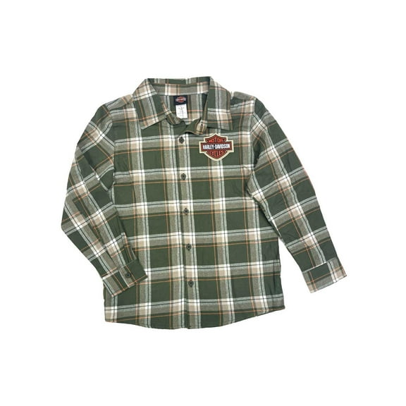 Harley-Davidson Big Boys' Bar & Shield Brushed Plaid Long Sleeve Shirt (8/10), Harley Davidson