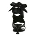 thumbnail image 4 of YDN Women Fashion Ring Toe Ankle Wrap Sandals Wide Strap Lace Up Low Heels Chic Party Dressy Summer Shoes Size 7 Black, 4 of 4