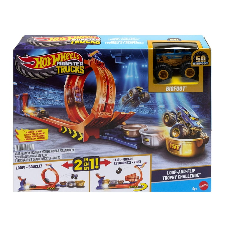 Hot Wheels Monster Trucks Loop-And-Flip Trophy Challenge & Bigfoot
