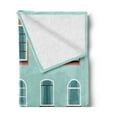 thumbnail image 2 of Urban Soft Flannel Fleece Blanket, Apartment Building Facade with Shutters Curtains Balcony European Architecture, Cozy Plush for Indoor and Outdoor Use, 50" x 70", Mint Green Coral, by Ambesonne, 2 of 5