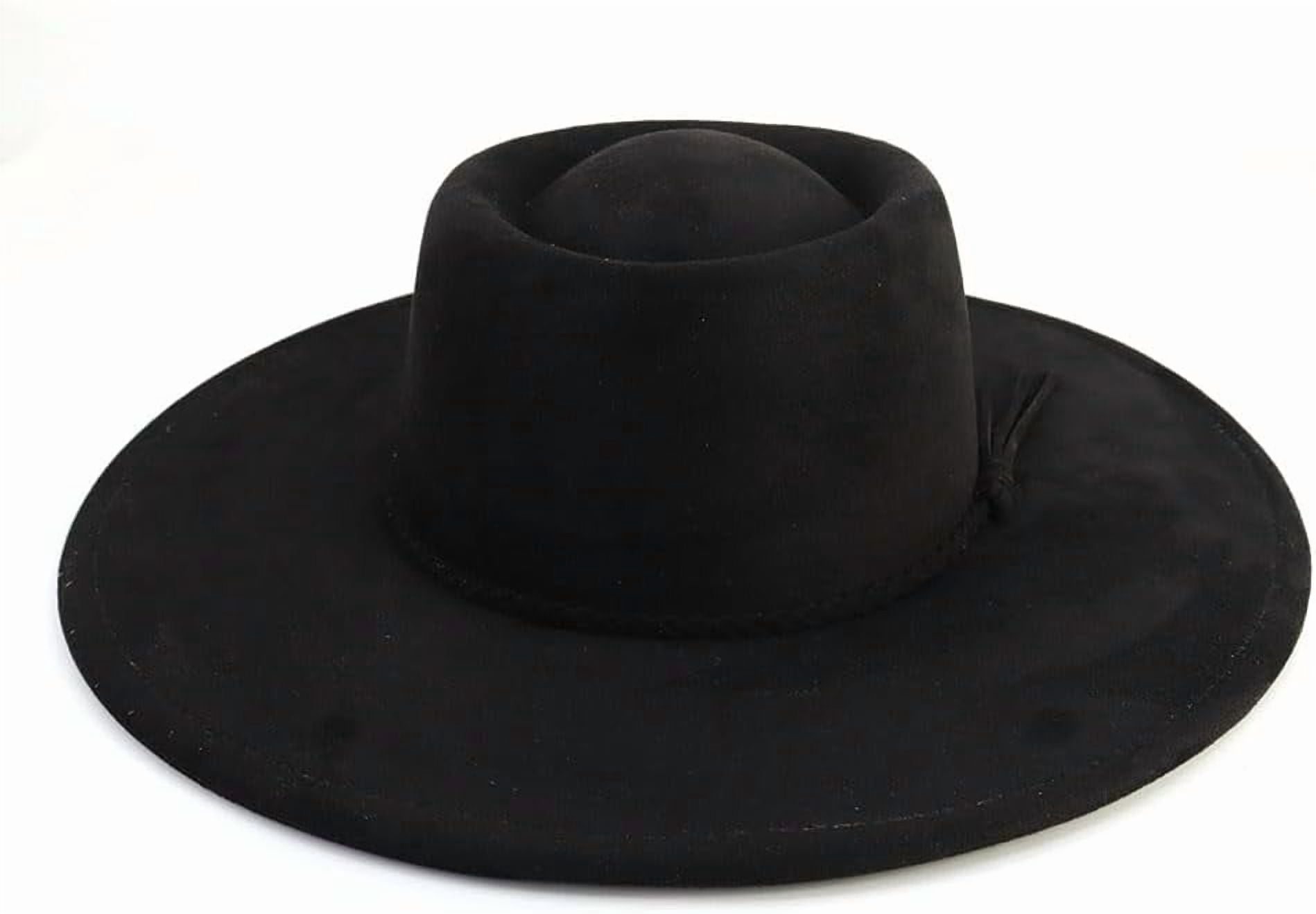 Wide Brim Fedora Hat for Men Women Big Rancher Felt Hat Pork 