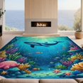 thumbnail image 2 of Design&I 3'x5' Washable Accent Rug Pet Friendly & Non-Slip Built-In Grip Classroom Ocean Animals Cartoon Whale Octopus Underwater Under for Bedroom, Walk-in Closet, 2 of 7