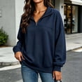 thumbnail image 2 of ZVAVZ Quarter Zip Sweatshirt for Women Lightweight Plus Size Long Sleeve Sweatshirts Fall Winter Fashion Comfy Mock Neck Pullovers Navy S, 2 of 4