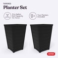 thumbnail image 5 of Keter Set of 2 Resin Modern Outdoor 22 Inch Tall Large Flower Pots, Tapered Wood Look Planters for Outdoor Plants and Front Porch Decor, Graphite, 5 of 12