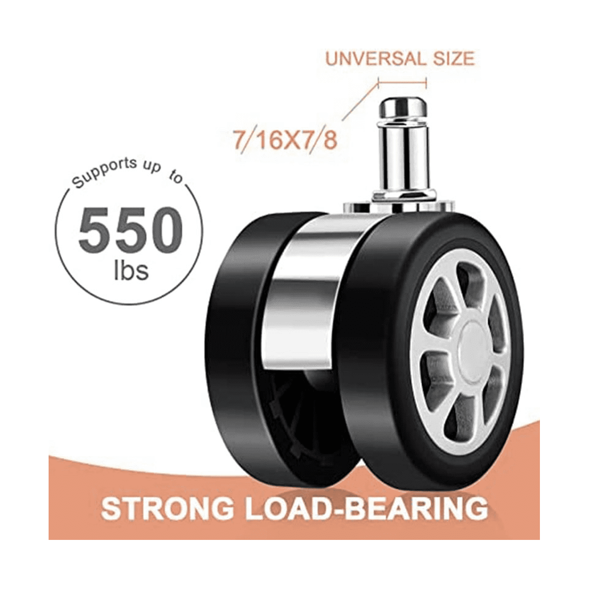 Office Chair Caster Wheels Replacement, Caster Desk Chair Wheels, Rolling Wheels , Chair Casters for Hardwood Floors
