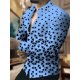 thumbnail image 1 of Camisa de hombre con solapa y estampado geométrico a cuadros para exteriores, informal, de manga larga, con botones, ropa de diseñador, informal y cómoda, 1 of 6