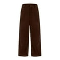 thumbnail image 5 of Women's Pants Corduroy Mid Elastic Waist Casual Wide Leg Baggy Barrel Pants With Pockets Flowy Pants, 5 of 7