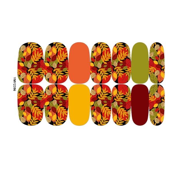 Xihbxyly Diseño de Uñas con Diseño de Hoja de Arce, Elegantes Pegatinas de Pvc para Uñas, Adhesivo de Larga Duración (2-4 Semanas), Juego de Colores Degradados Vibrantes, Uso Personal En Salones de B
