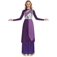 thumbnail image 3 of Aislor Women's Liturgical Worship Praise Dance Costume Long Sleeve Irregular Dress with Wide Leg Pants Purple Dress with Pant XXL, 3 of 7