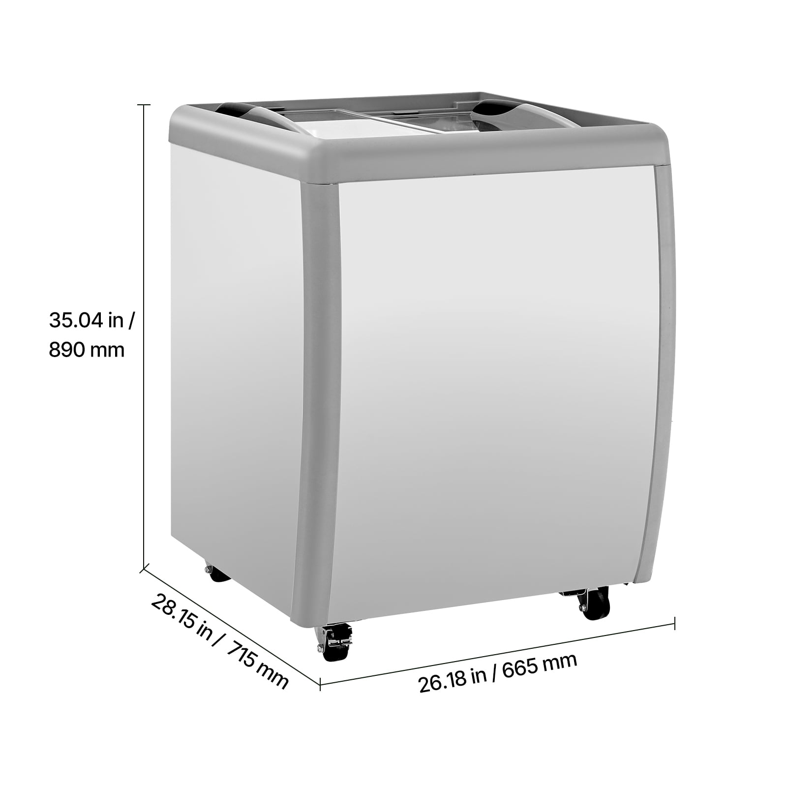 KFFKFF Commercial Ice Cream Display Case, 5.6 Cu.ft Chest Freezer, Gelato Dipping Cabinet for Restaurants, Deep Freezer with Casters, Sliding Glass Door, LED Lighting, Fits 4 Ice Cream Tubs