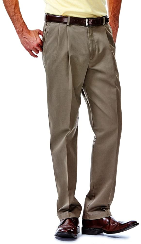 Haggar Mens Work to Weekend No Iron Twill Pleat Front Pant-Regular and Big & Tall Sizes 