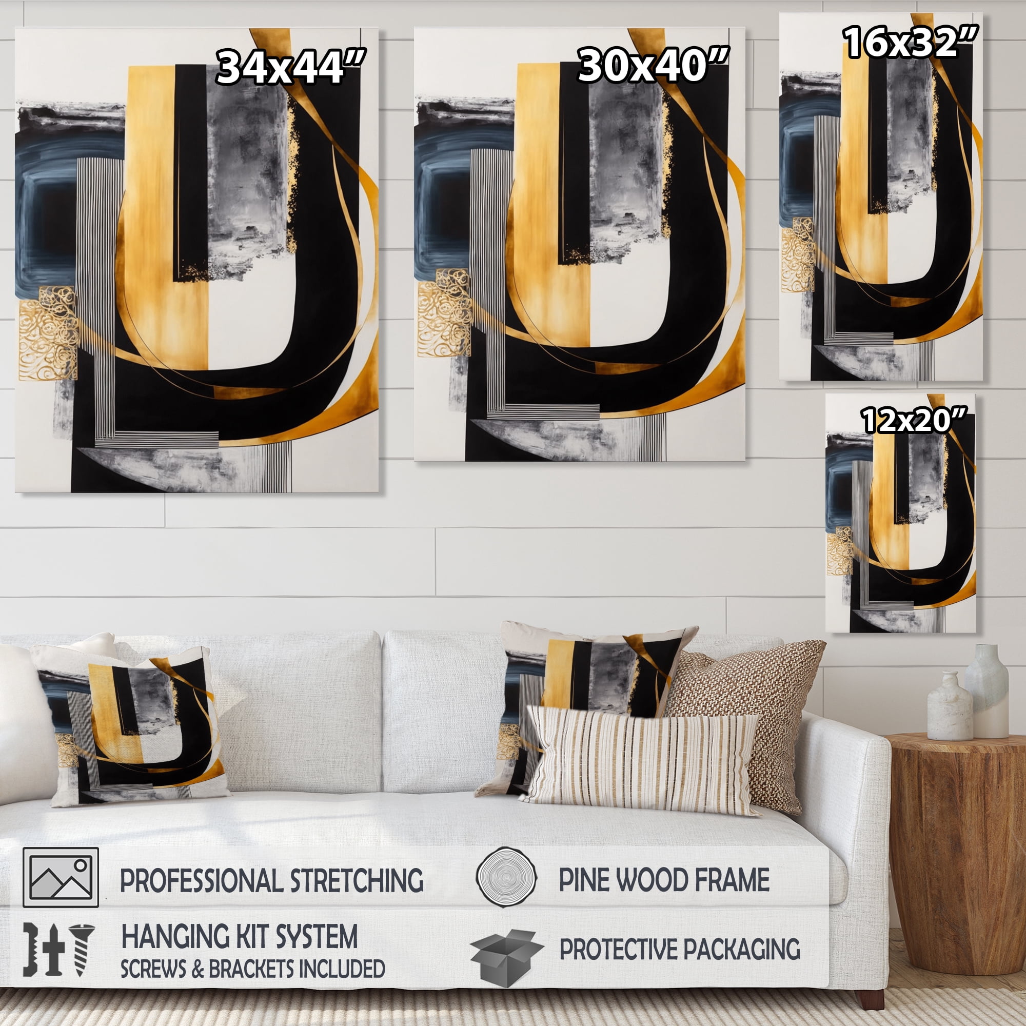 Designart Glam Gold And Black Expression III Canvas Wall Art