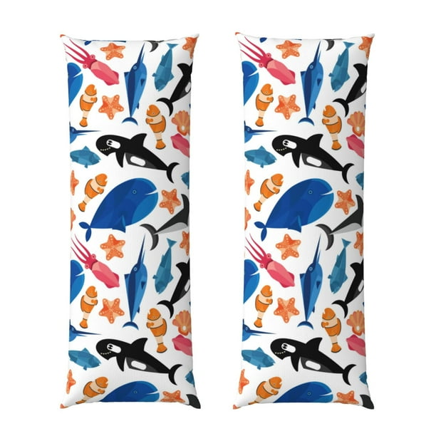 Balery Cute Sea Animals Funda Protectora para Almohada Corporal de Algodón Hipoalergénico con Cierre(55 x 21 pulgadas), Almohadas No Incluidas