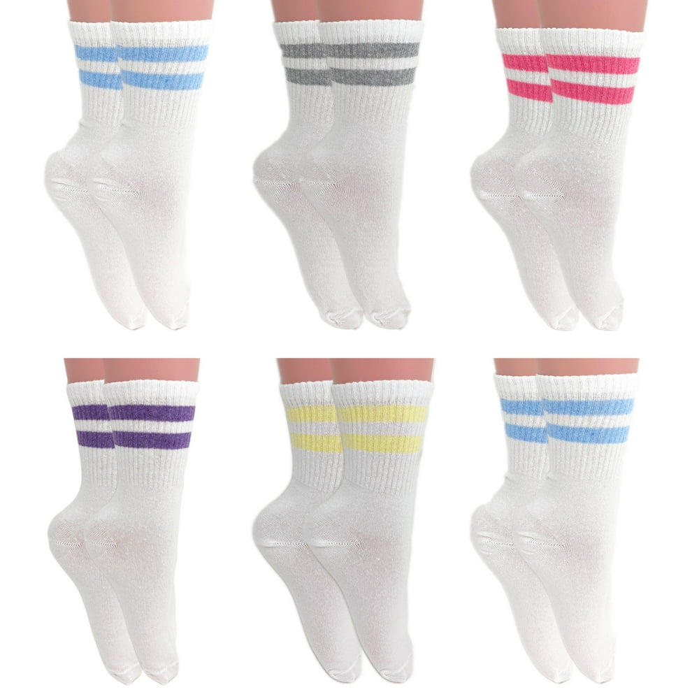 AWS/American Made Tennis Crew Socks for Women 6 PAIRS Cotton Extra