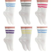 Tennis Crew Socks for Women 6 Pairs Cotton Extra Thin Socks Size 9-11 - Style 1
