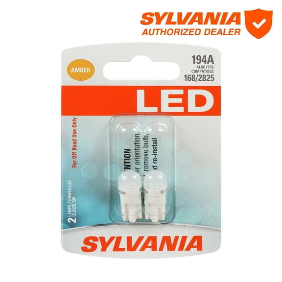 Sylvania 194A AMBER SYL LED Mini Bulb Mini Bulb, 2 Pack, Compatible with Multiple Cars