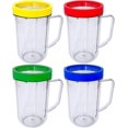 thumbnail image 1 of 4pcs Party Cups Mugs Compatible with Original Magic Bullet Juicer/extra Magic Bullet Party cups/ 16 Ounce Party Mugs Cups with Colored Lip Rings, Fits Original Magic Bullet Blender Juicer 250W MB-1001, 1 of 7