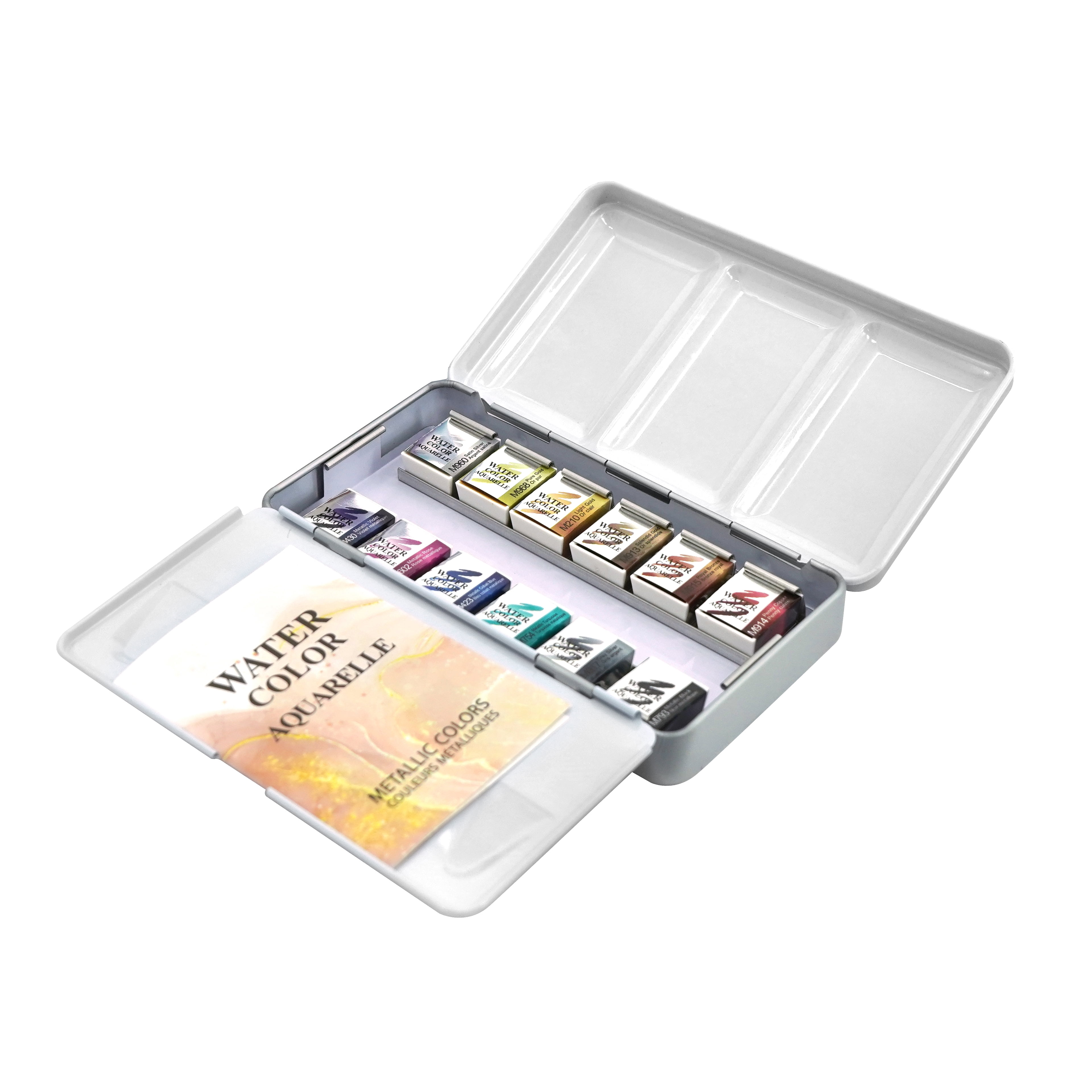 Artist's Loft 12 Half Pans Metallic Watercolor Set - Highly Pigmented Metallic Paints in Metal Tins - Ideal for Watercolor Painting, Mixed Media, and Cardmaking, 6 Pack