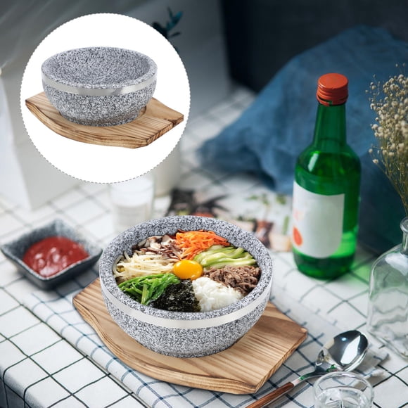 UPOUART 1 Set Daily Cooking Family Meals Bibimbap Bowl With Wood Material Korean Style Round Shape 22X20X2In For Home Cooks