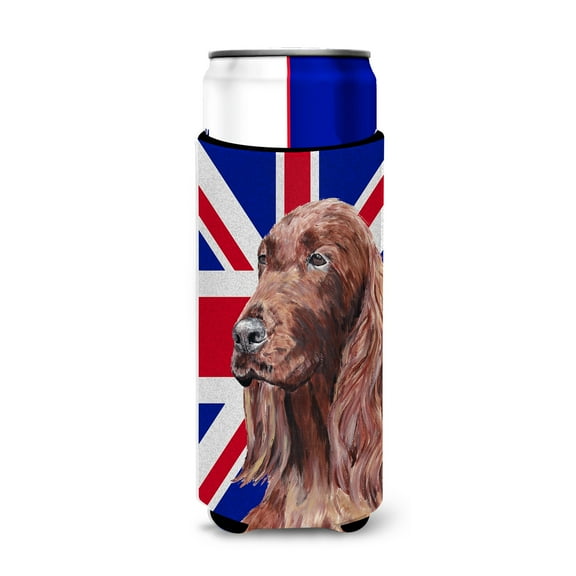 Irish Setter with English Union Jack British Flag Ultra Hugger for slim cans