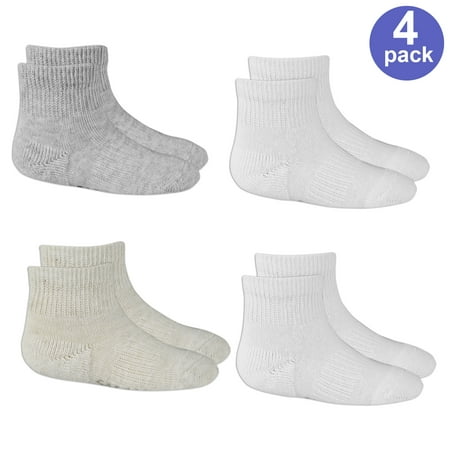 Fruit of the Loom Stay-On Ankle Perfect Socks, 4-Pack (Baby Boys or Baby Girls,